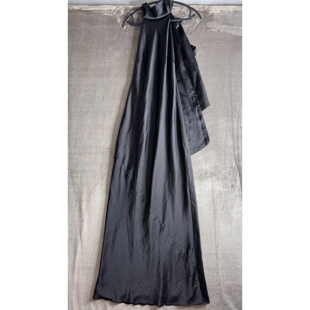 Show Me Your Mumu Lisa Maxi Dress Women Small Black Luxe Satin Self Lined Halter - Picture 4 of 16